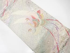 鳳凰に花模様織り出し　袋帯